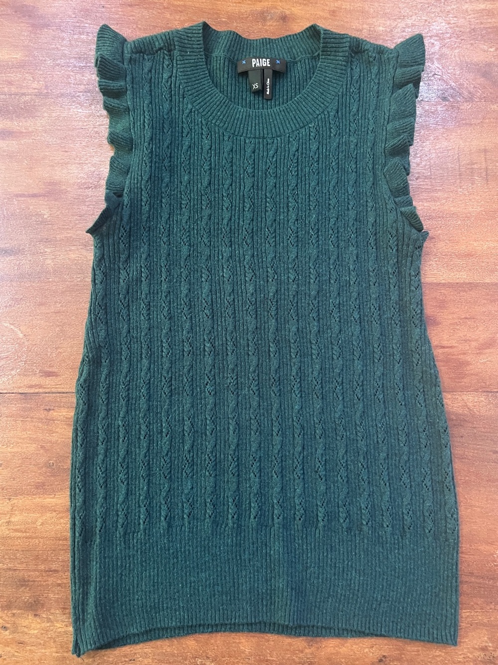PAIGE Gardenia Ruffle Sleeveless Sweater XS
